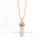 Gold Plated Hexagon Rose Crystal Pendant Necklace for Girl Designs Jewellery Pendulum